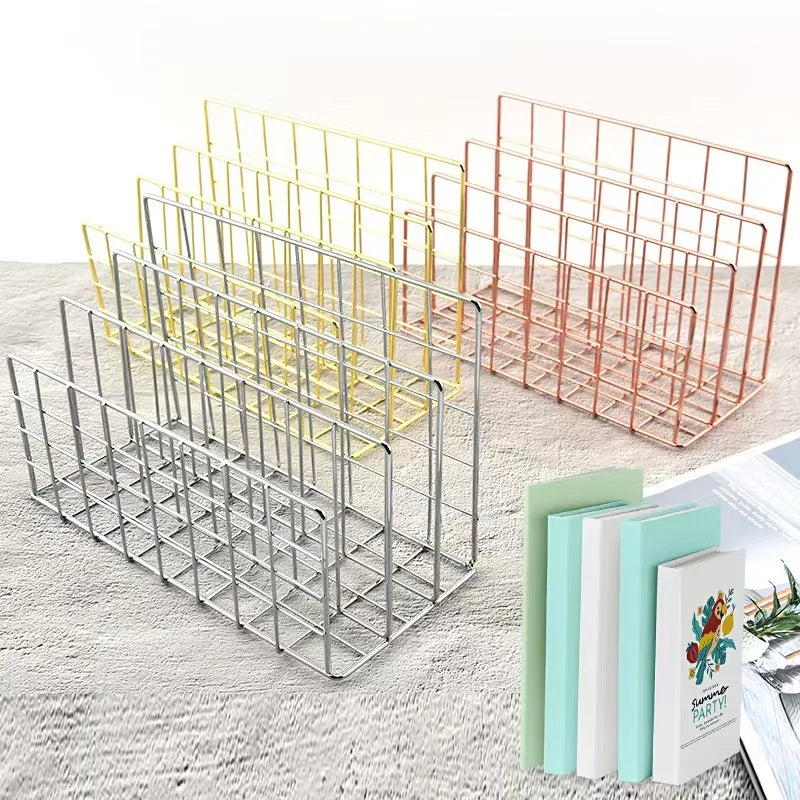 Simple Iron Desktop Storage Rack Magazine Organizer Ins Table Metal Organizing Rack Bookshelf Desk Multi-functional Display Rack Oasis Select
