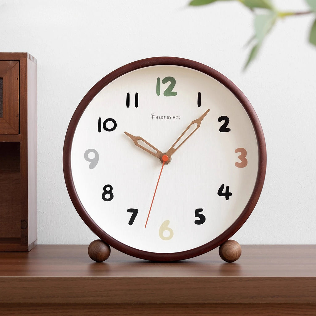 2025 New Creative Countertop Clock Large Solid Wood Clock for Living Room Desktop Decoration Silent Table Clock Oasis Select