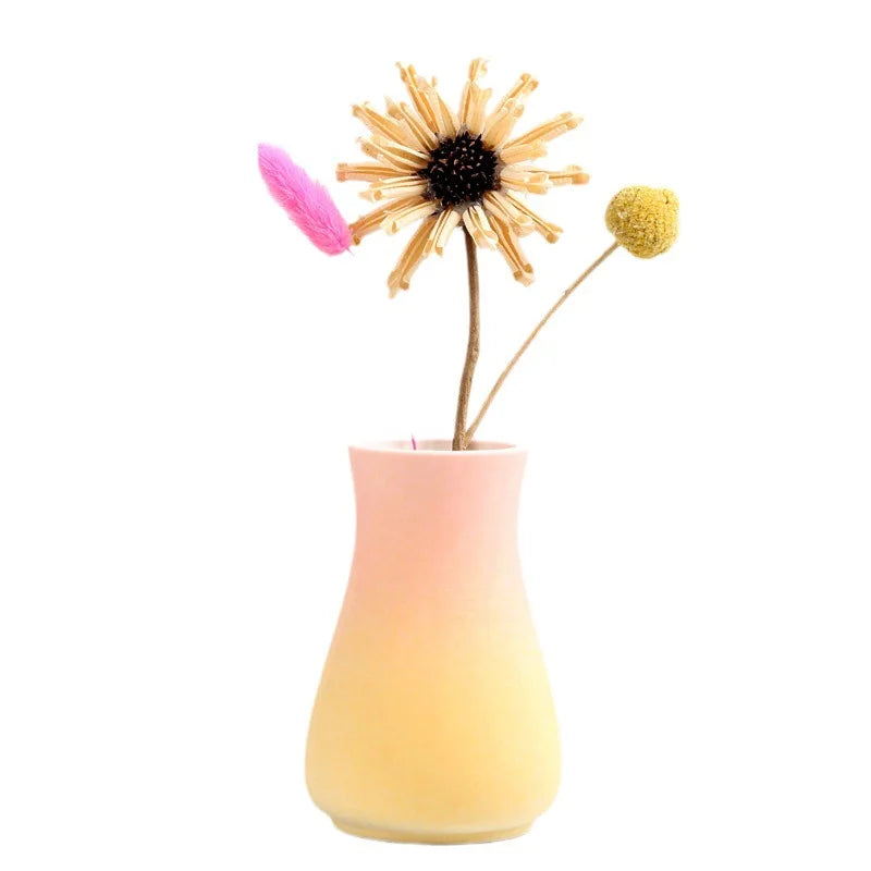 Frosted Gradient Mini Ceramic Vase Flower Arrangement Light Luxury Garden Home Dry Flower Living Room Table Decoration Oasis Select
