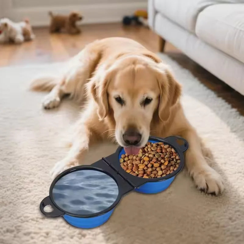 350ml pet double bowl design foldable bowl travel portable durable eating and drinking two-in-one dog bowl cat bowl foldable Oasis Select