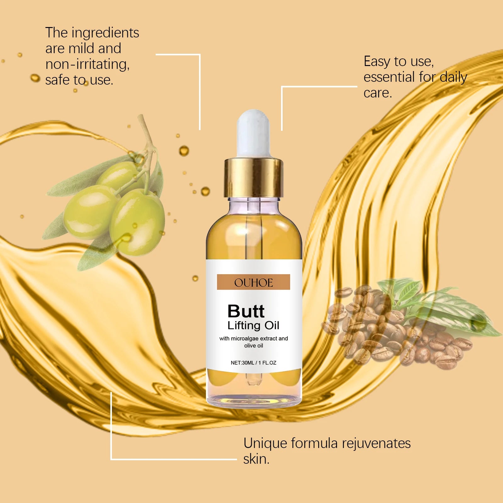 Hip Lifting Oil Buttock Lifting Oil Firming Nourishing Moisturize Tighten Shaper Bum Sexy Body Butt Massage Care Essential Oil Oasis Select
