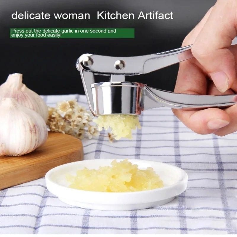 New Silvery Stainless Steel Garlic Masher Kitchen Vegetable Cooking Extruder Manual Ginger Grinder And Tool Kitchen Accessories Oasis Select