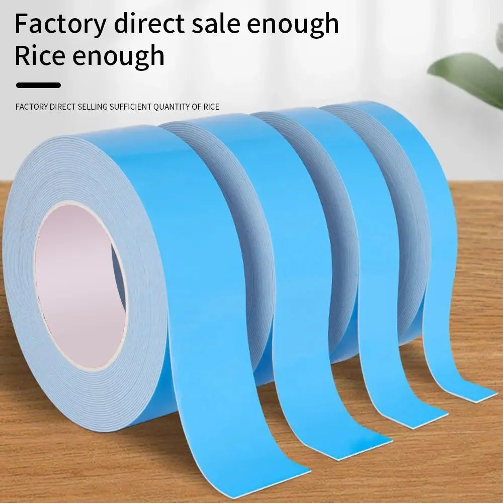 10Meters/Roll Blue Film White Double Sided Tape Strong Self Adhesive Multifunctional PE Foam Tape Sponge Strip Oasis Select