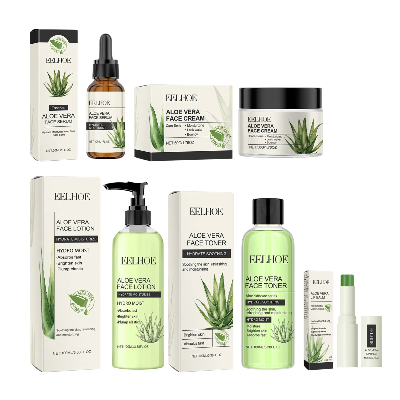 EELHOE Aloe Skin Care Kit – Hyaluronic Acid Face Moisturizer Skin Care Kit Oasis Select