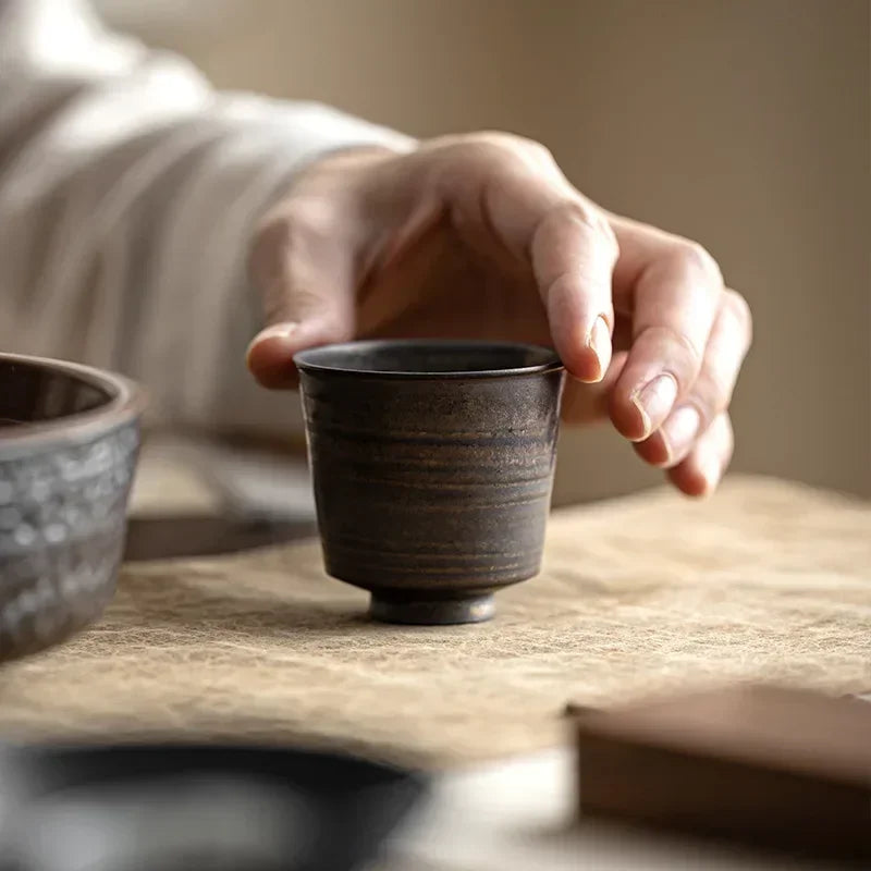 Gilded Glaze Tea Cup Handmade Eggshell China Master's Cup Tea Making Kung Fu Tea Cups Ceramic Japanese Kung Fu Teaware Oasis Select