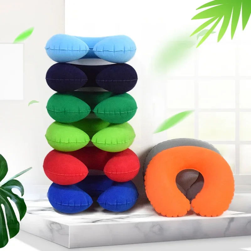 Inflatable C-Shaped Travel Neck Pillow | Portable PVC Cushion Inflatable Travel Pillow Oasis Select