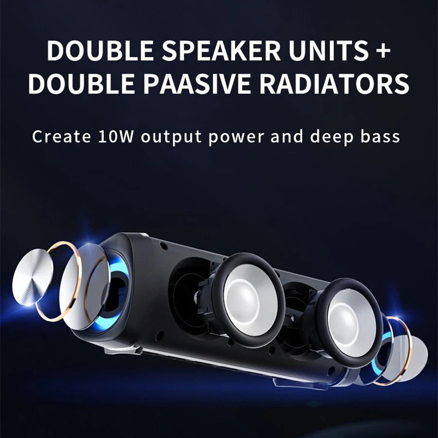 AyeBeau Portable Bluetooth Speaker RGB LED FM Radio Bass