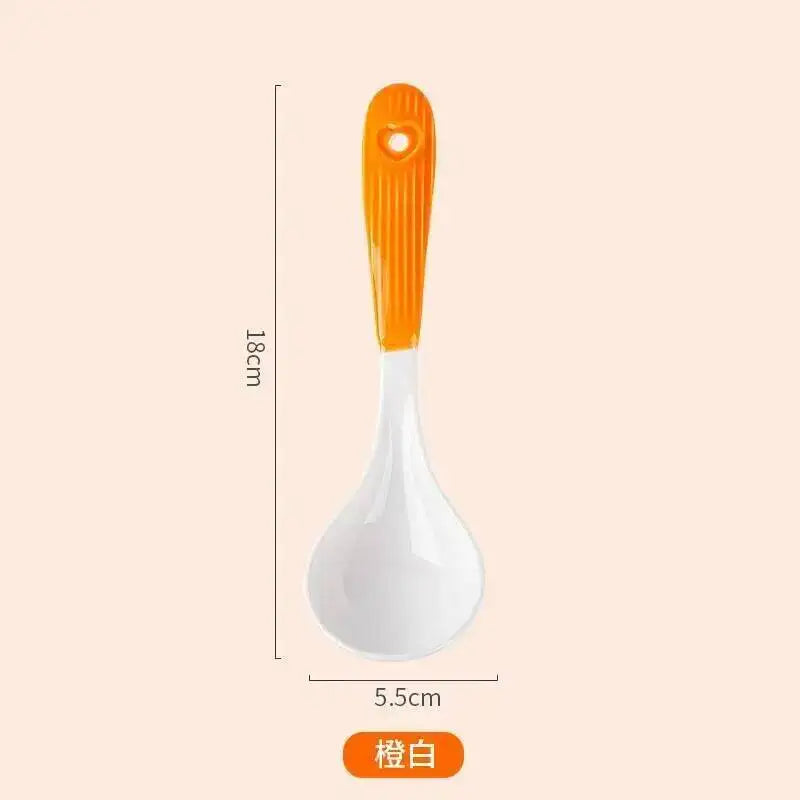 Heart Ceramic Spoon Thickened Handle Non-Scalding Large Soup Spoon Porridge Spoon Rice Spoon Tablespoon Kitchen Tablewear Oasis Select Orange