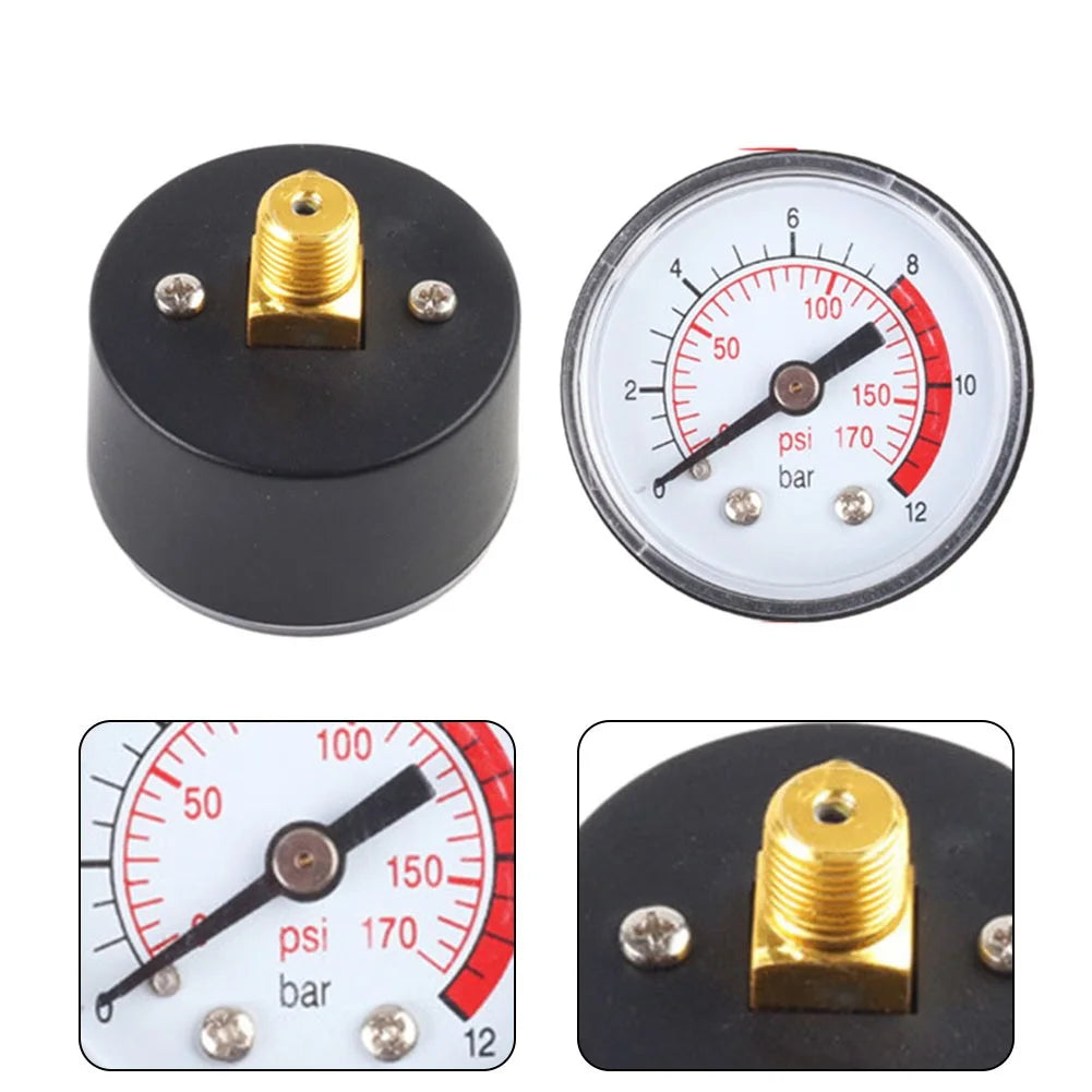 Air Compressor Pneumatic Hydraulic Fluid Pressure Gauge 0-12Bar / 0-170PSI Easy To Read Dial Measuring Instrument Oasis Select