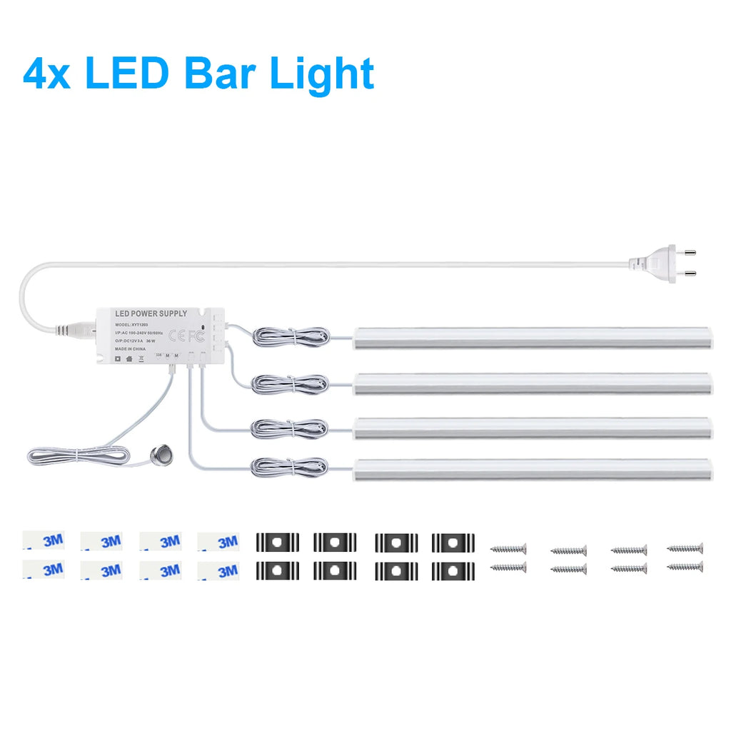 LED Light Bar Touch Sensor Dimming Swtich EU/US Power Plug Led Night Light for Kitchen Wardrobe Cabinet Lighting 30cm/40cm/50cm Oasis Select