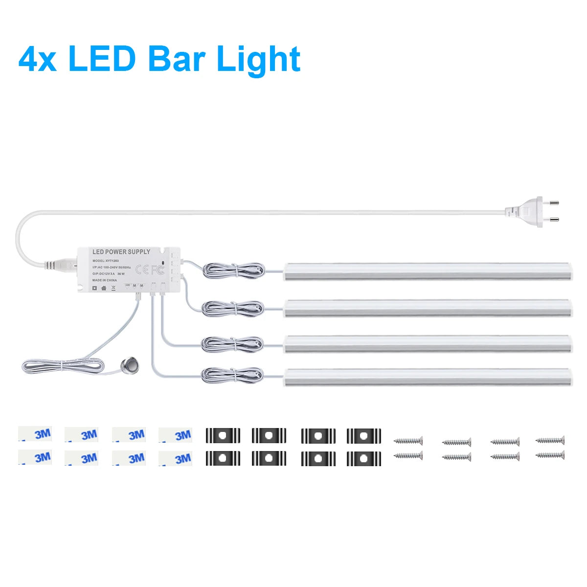 LED Light Bar Touch Sensor Dimming Swtich EU/US Power Plug Led Night Light for Kitchen Wardrobe Cabinet Lighting 30cm/40cm/50cm Oasis Select