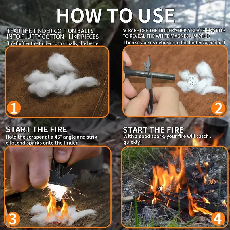 20Pcs Outdoor Mini Portable Fire Starter Camping Survival Practical Waterproof Props Cotton Core Fire Starter Oasis Select