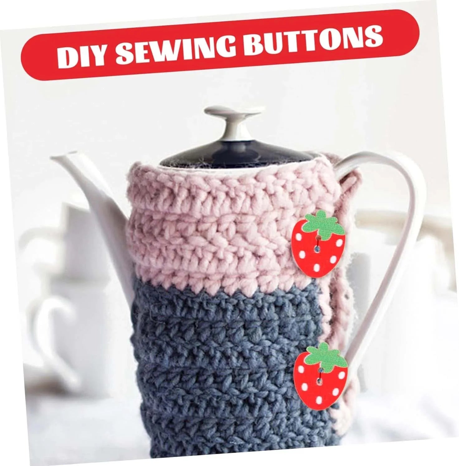 Strawberry Wooden Buttons 10/50Pcs – Double Hole DIY Sewing