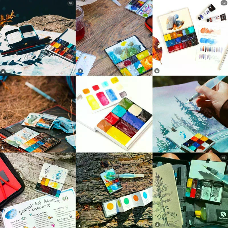 Watercolor Box Packaging Grid 0.5ml/1ml/2ml For Travel Box Magnetic Aluminum Palette Professional Paint Art Supplies Oasis Select