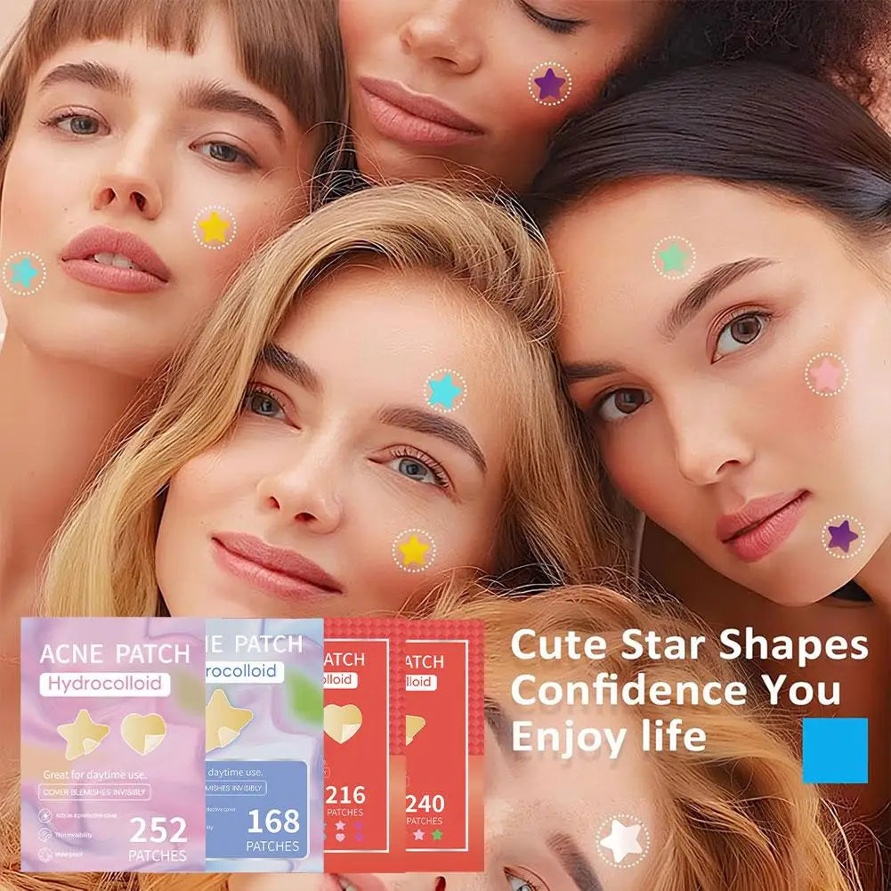 Colorful Star & Heart Hydrocolloid Acne Pimple Patches 168–252pc Hydrocolloid Acne Patch Oasis Select