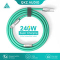 QKZ Type C 240W Super Fast Charging Cable PD 240W Flash Charging QKZ TC999 USBC Cable Oasis Select Green 1m Type-C to Type-C