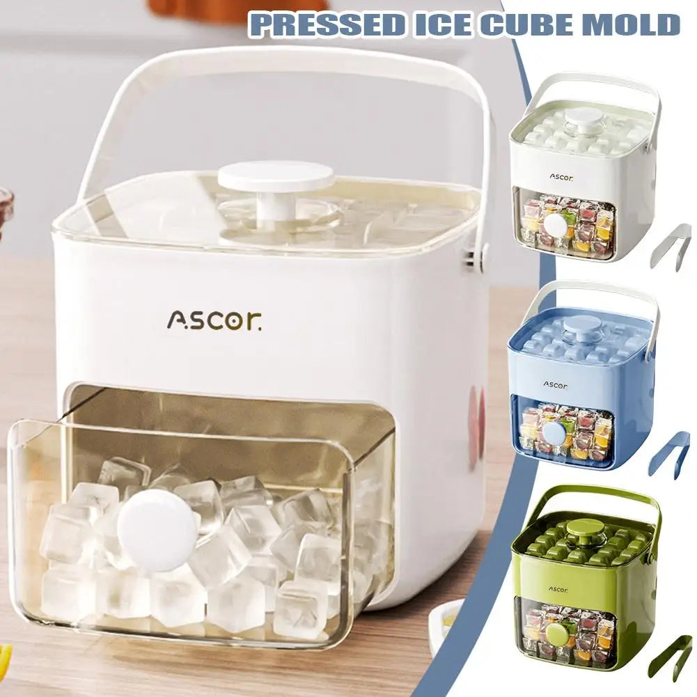 Double Layer Ice Cube Maker Food Grade Silicone Square Ice Cube Tray Homemade DIY for Household Kitchen Party Bar Oasis Select