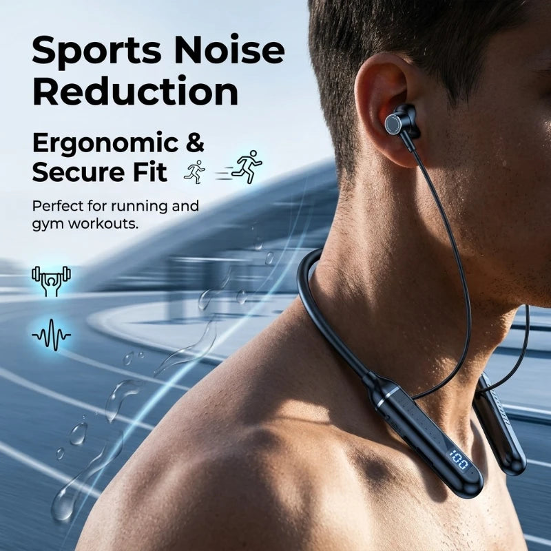 Wireless Bluetooth headset neck-mounted headset game noise reduction digital display LED display ultra-long standby stereo Oasis Select