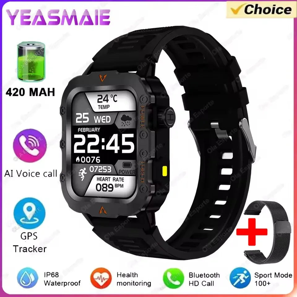Men's Military Smartwatch – Bluetooth Call, GPS & Fitness Tracker