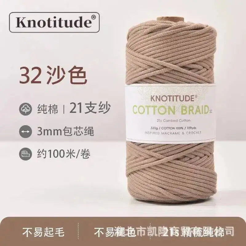 Macrame Braid Cotton Cord 109Yards Pure Rope Bracelet Knots DIY Craft