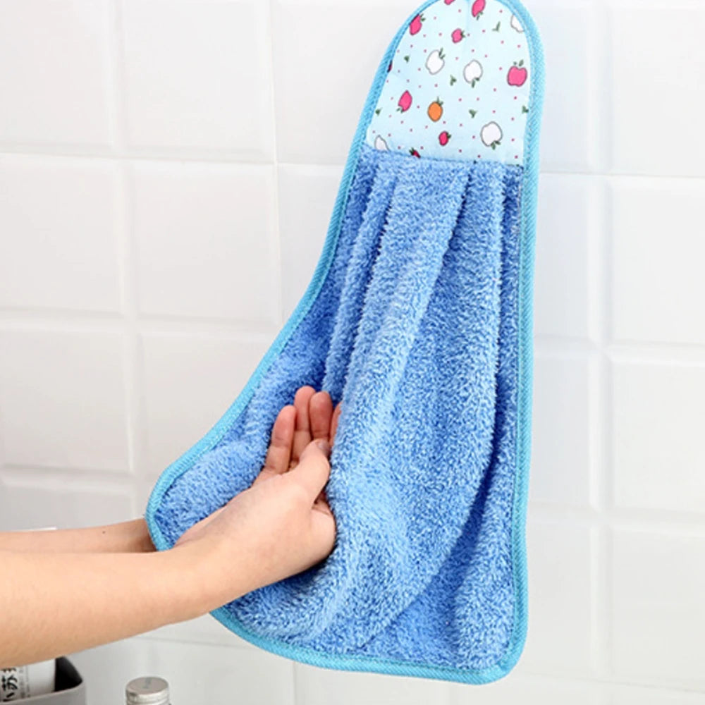 4pcs Wipe Hands Towels，Household necessities，Kitchen, bathroom，Quick Dry Wall-Mounted Soft Plush Loops Cleaning Cloths，Lovely Oasis Select