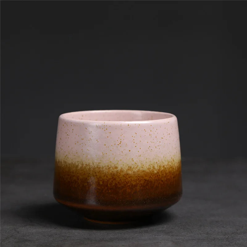 200ml Gradient Ceramic Coffee Cup - Espresso Cup + Latte Cup + Milk Mug, Heat-Resistant Matte Glaze Teacup for Cafes & Home Use Oasis Select Pink-Brown 200ml