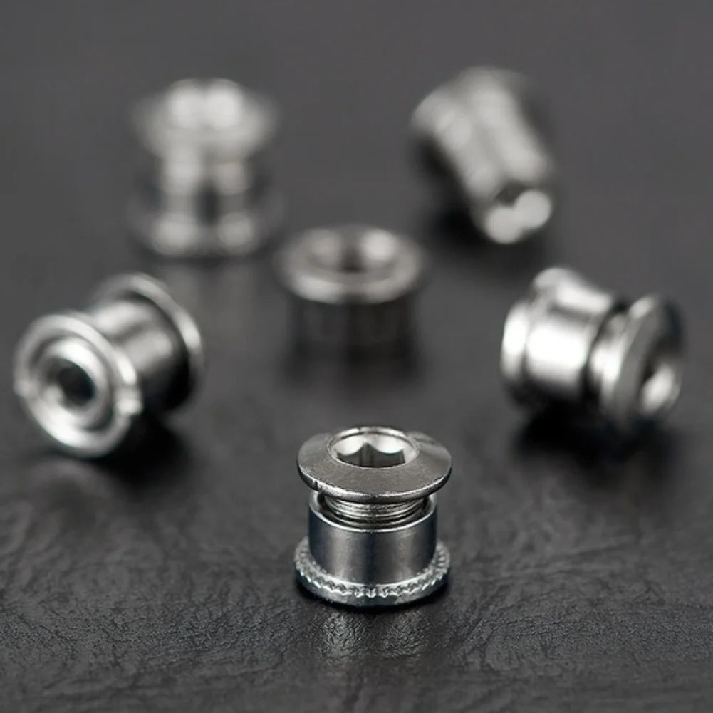 Silver 4Pcs Steel Chainring Bolts CNC Machined Crankset Screws For Single Speed Bicycle Chain-Ring Repair Replacement Parts Oasis Select