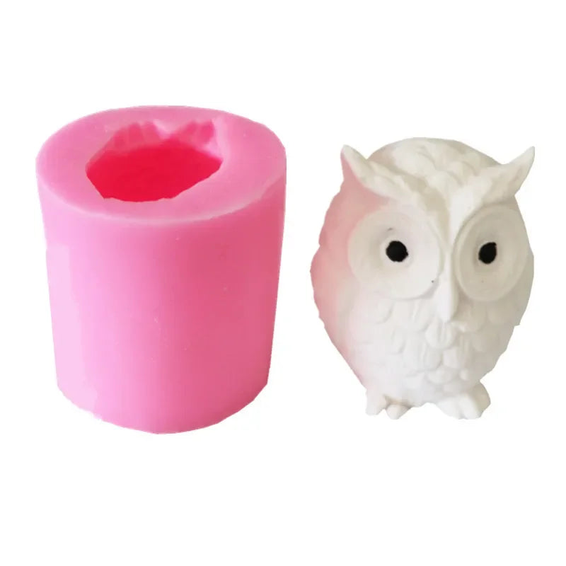 For Fun 3D Owl Lamb Silicone Molds Sugar Flipping Chocolate Cake Mold DIY Aromatherapy Candle Gypsum Clay Resin Mold Decorat Oasis Select pink owl