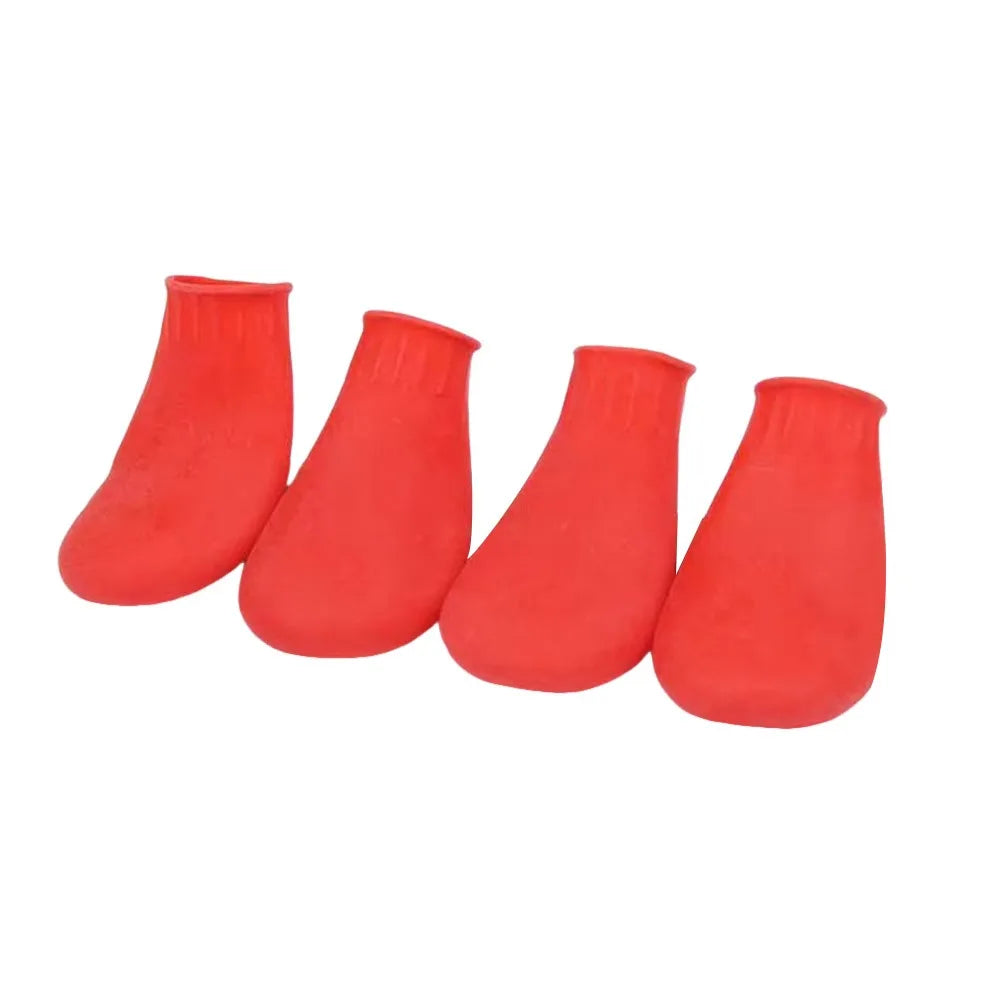 4Pcs Durable Waterproof Dog Shoes Balloon Rubber Anti-slip Pets Boots Pet Rain Boots for Small Dog Chihuahua Large Dogs Oasis Select Red-L 7.5-15kg-