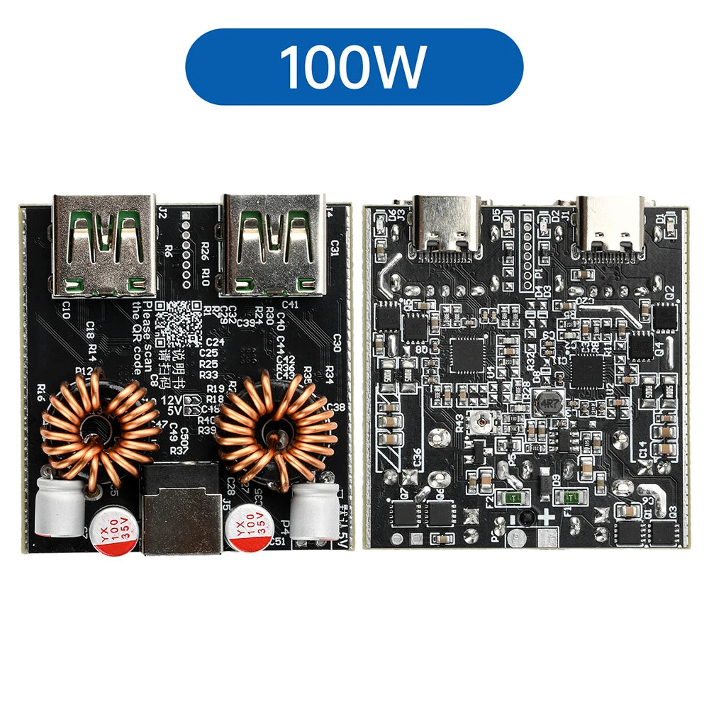 DC 6-30V Fast Charging Module PD140W Full Protocol DIY Motherboard Single-Channel Dual-Channel Desktop Charger Module Oasis Select Dual-channel