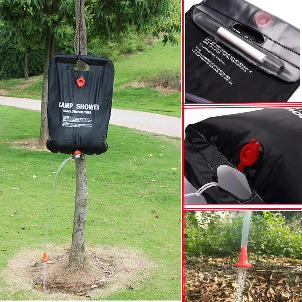 20L Portable Camping Shower Bag Outdoor Travel Hiking BBQ Cycling Beach Swimming Solar Heated Bathing Water Bag Oasis Select