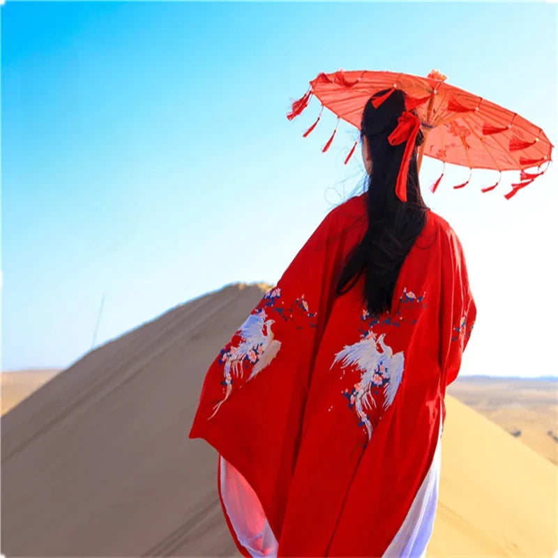 Antique Hanfu Fringe Umbrella Performance Photo Props Dance Silk Umbrella Craft Ancient Point Oiled Paper Umbrella Oasis Select