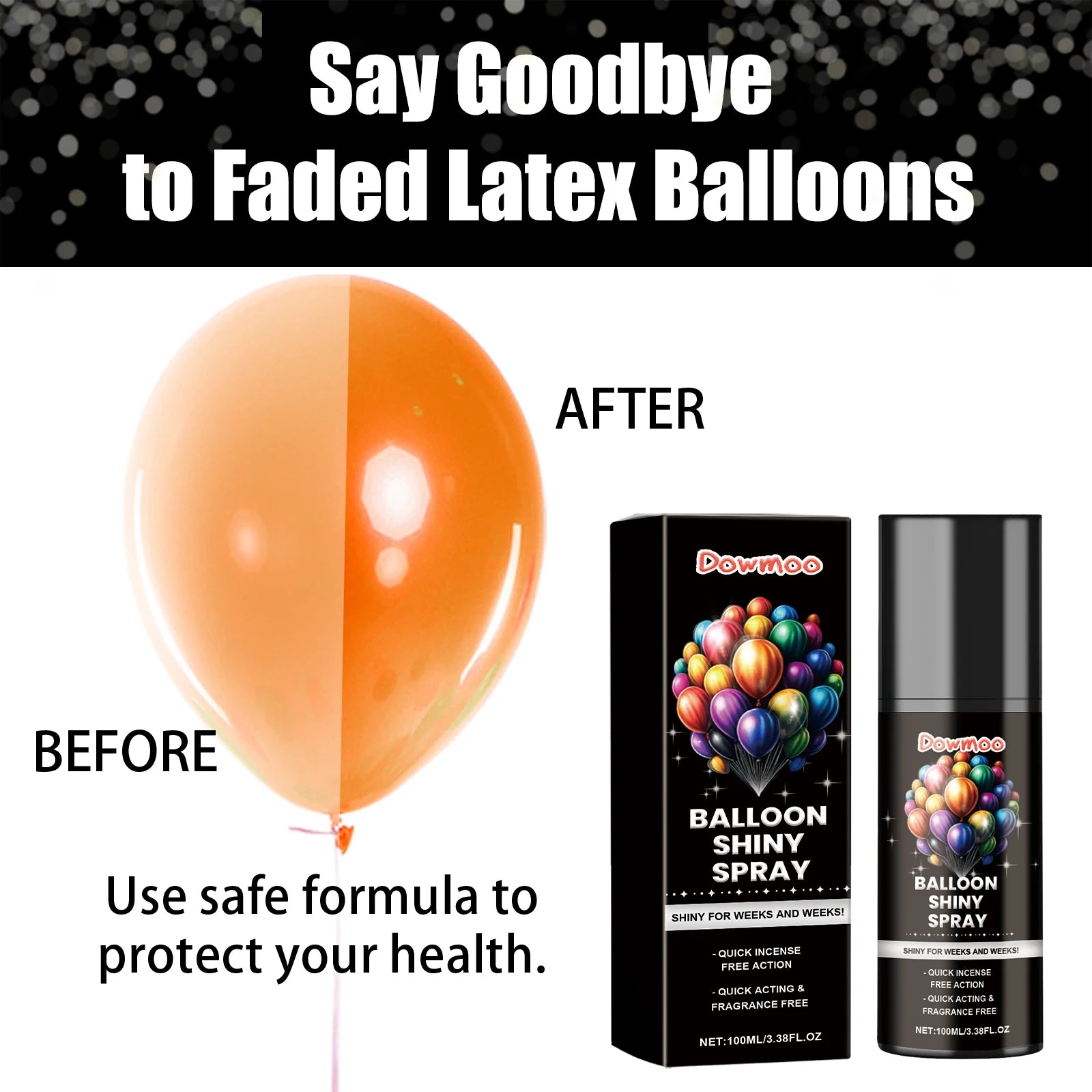 Balloon Shine Enhancer Spray Instant Gloss Polish Party Decoration Supplies Safe Formula Quick Dry For Birthday Wedding Events Oasis Select