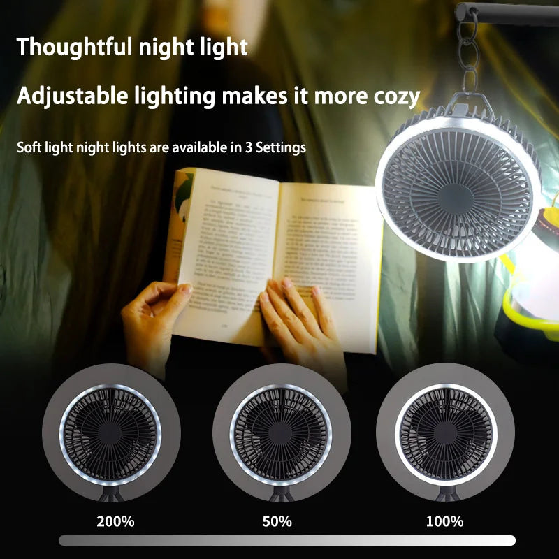 URGGU Portable Rechargeable Fan – 3 Speeds & LED Light