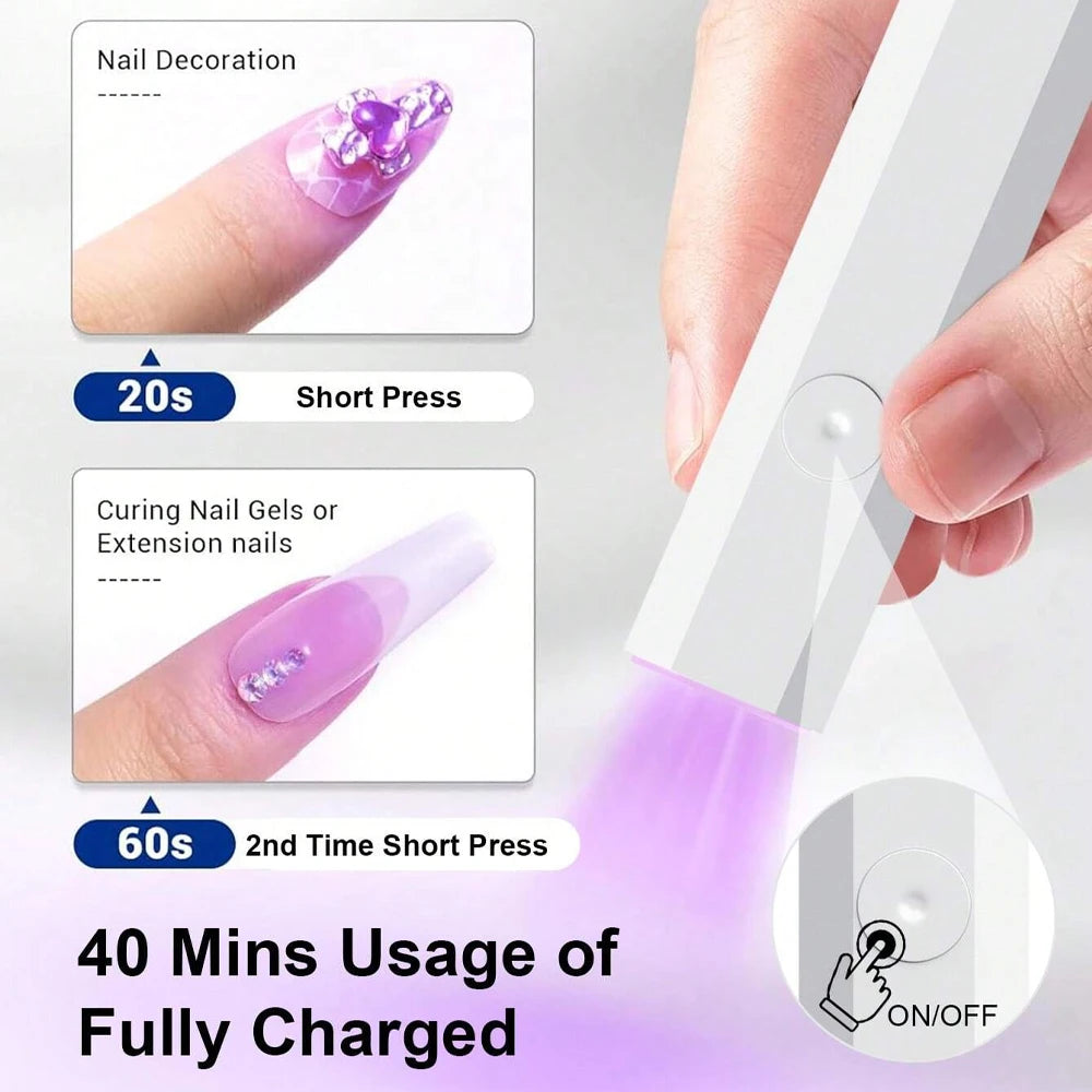 Handheld UV Light for Gel Nails Portable UV Nail Lamp Rechargeable LED Nail Lamp for Nails Art Desk Stand Oasis Select