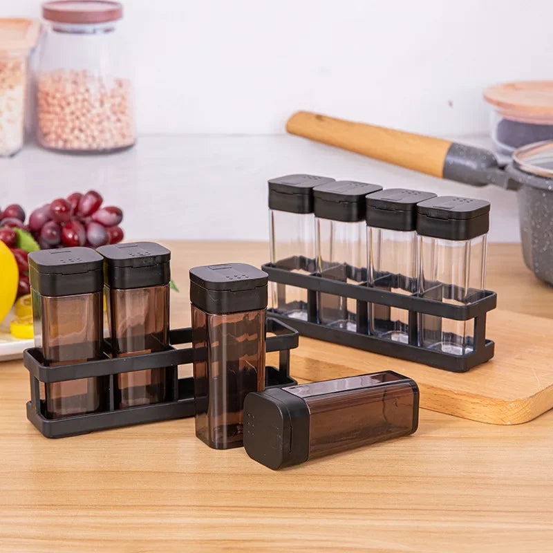 Spice Organizer Set 4-in-1 - Stackable Kitchen Bottles, Airtight Lids for Salt Pepper Baking,Countertop Space Saver Jars Oasis Select