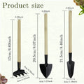 Mini 3-Piece Garden Tool Set – Trowel, Rake & Shovel Kit Mini Garden Tool Set Oasis Select Wood color