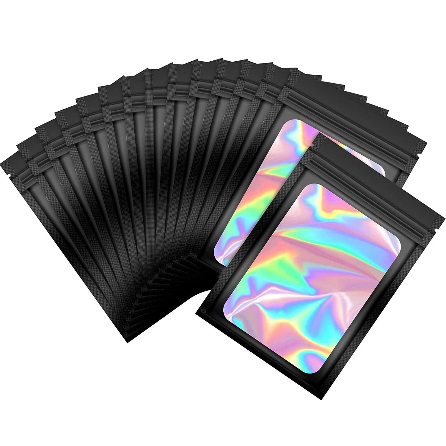 100 Pc Smell Proof Mylar Bags Resealable Odor Proof Bags Holographic Packaging Pouch Bag With Clear Window For Food Oasis Select Black 10x15cm CHINA