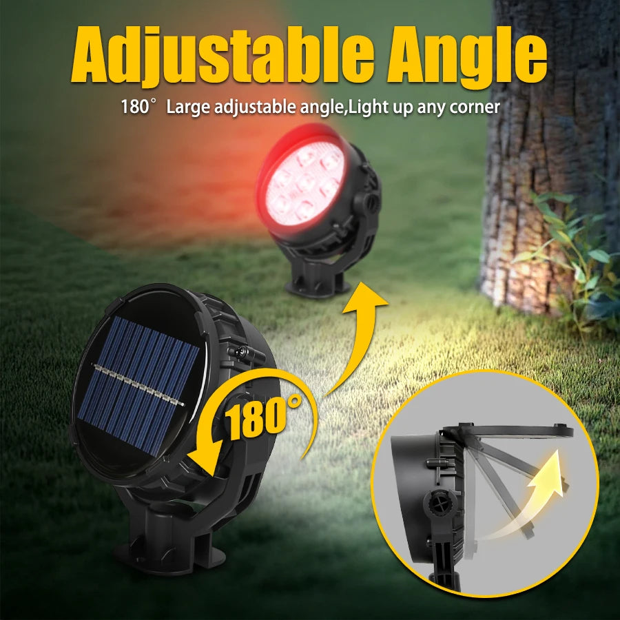 7LED Solar Lawn Light Outdoor IP65 Waterproof Spotlight Brightness Adjustable Lamp for Garden Backyard Driveway Patio Decor Lamp Oasis Select