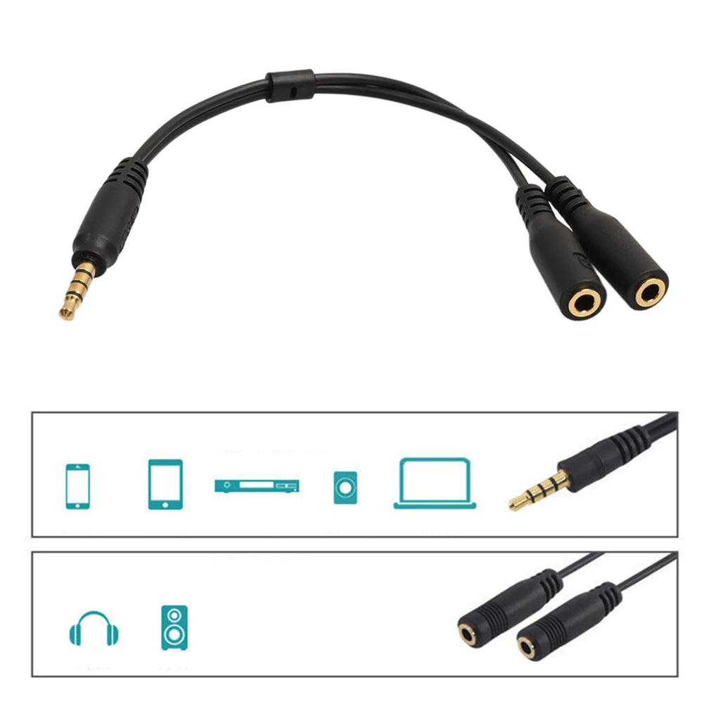 Splitter Headphone For Computer 3.5mm 2 Female To 1 Male 3.5mm Mic Audio Y Splitter Cable Headset To PC Adapter Oasis Select