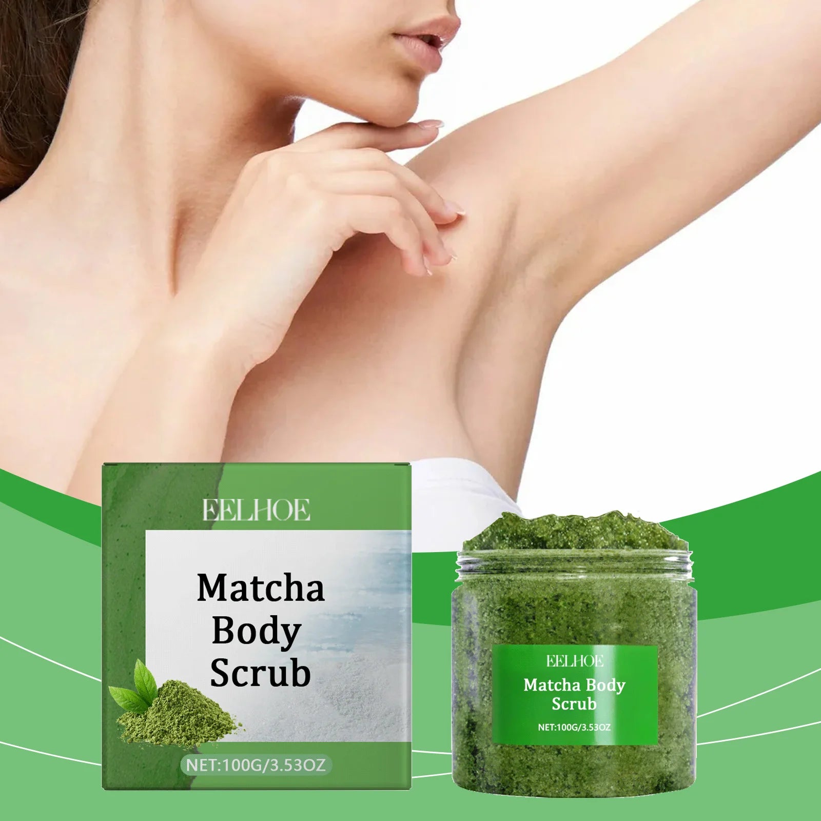 Eelhoe Matcha Sea Salt Body Scrub – Exfoliate & Hydrate Body Exfoliating Scrub Oasis Select