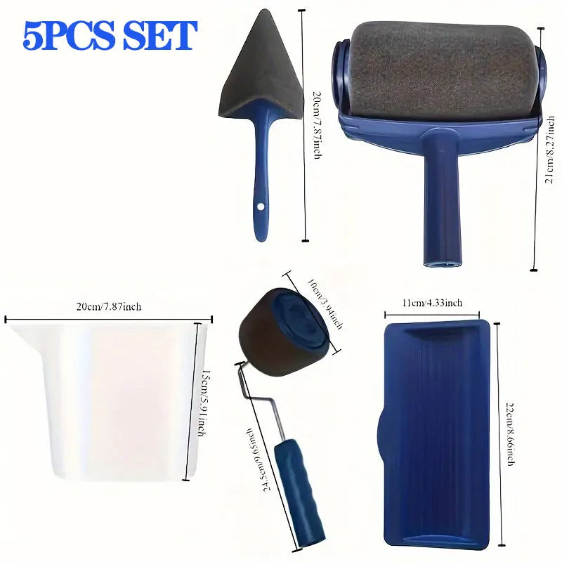 5-piece Set Multifunctional Paint Roller Angle Brush Handle Tool Wall Paint Roller DIY Household Easy-to-operate Paint Brush Oasis Select 5Pcs Set