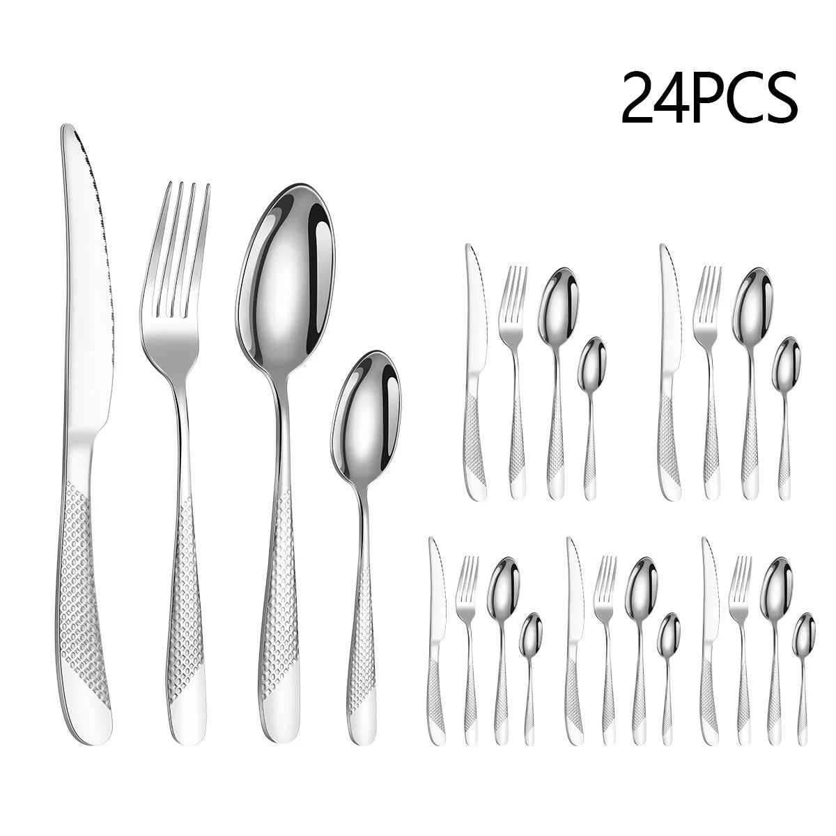 24-Piece Star Diamond Stainless Steel Cutlery Set – Serves 6 Flatware Cutlery Set Oasis Select 24pcs