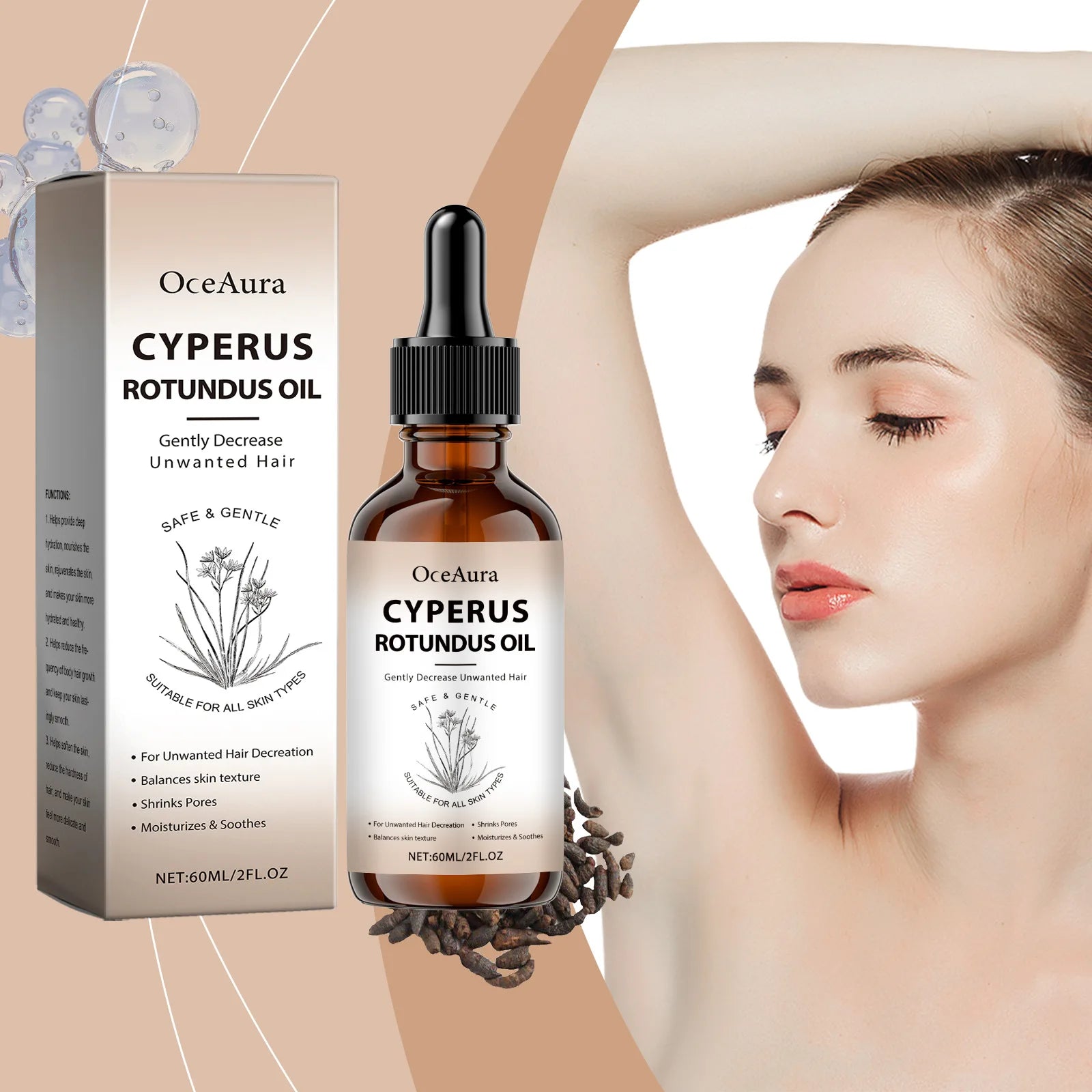 Cyperus Rotundus Hair Growth Inhibitor Oil – Natural 60ml Hair Growth Inhibitor Oil Oasis Select