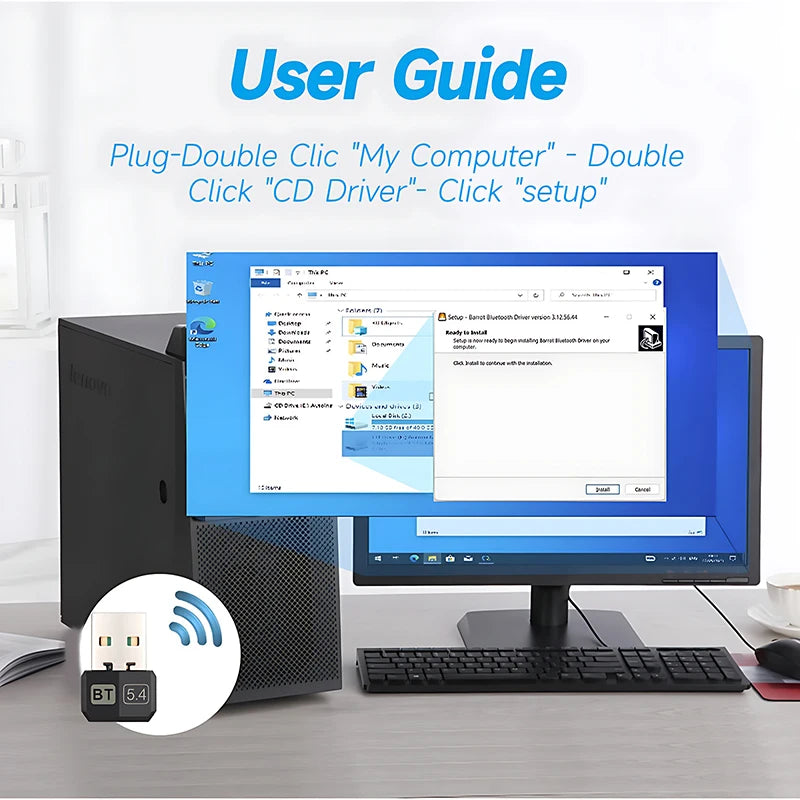 USB Bluetooth 5.4 Adapter Audio Dongle Adapter Mini USB Wireless Receiver/Transmitter For PC/Laptop Driver Free For Win10/11 Oasis Select