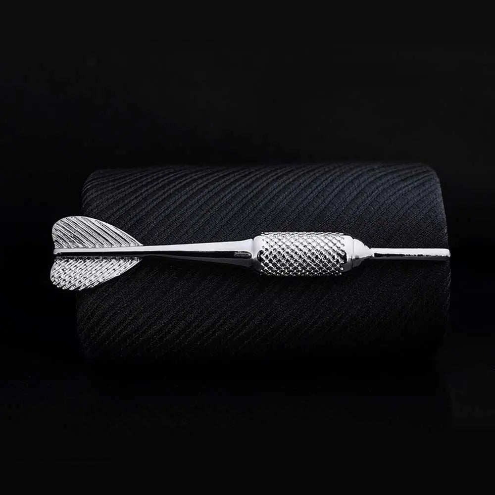 Silver Metal Tie Clip for Men – Key & Glasses Shape Novelty Pin
