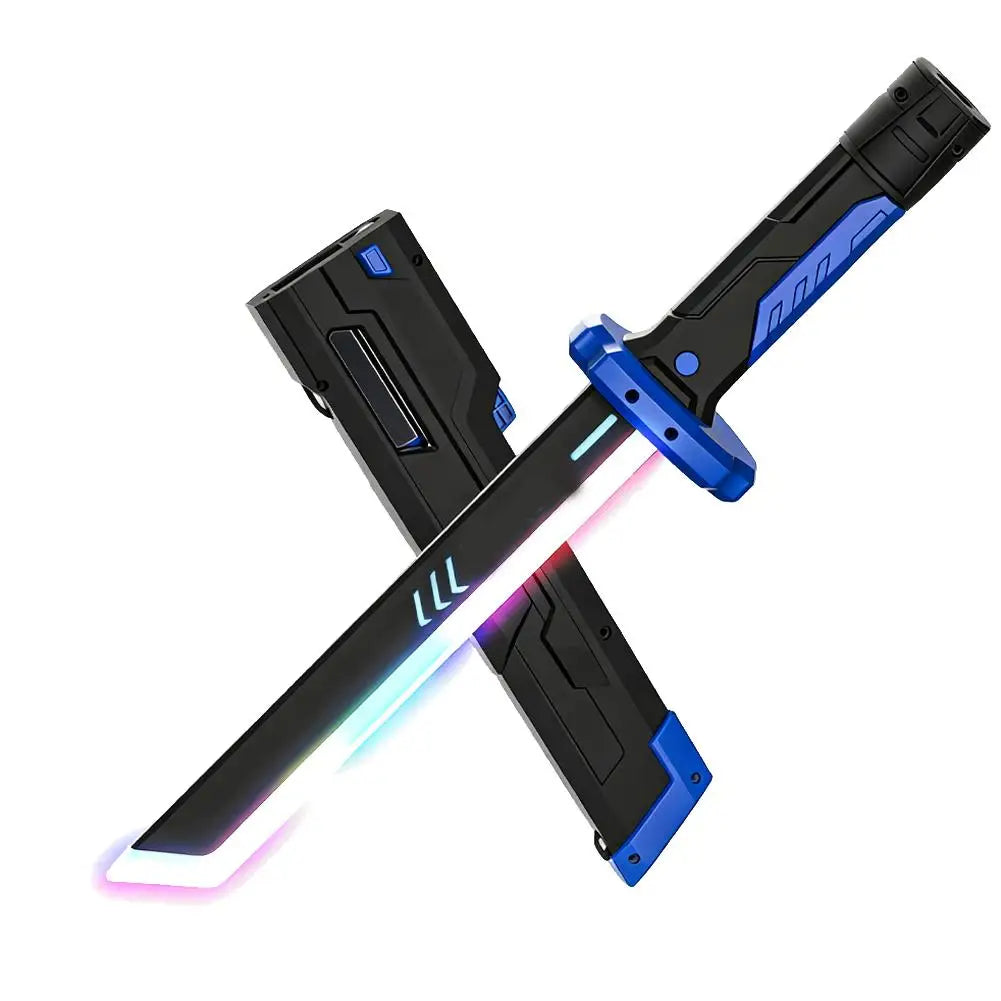 Colorful Streamer Glowing Sword Toys with Spark & Smoke Effect Light Sword Kids Adult Toys Holiday props sword Decompression Toy Oasis Select Blue