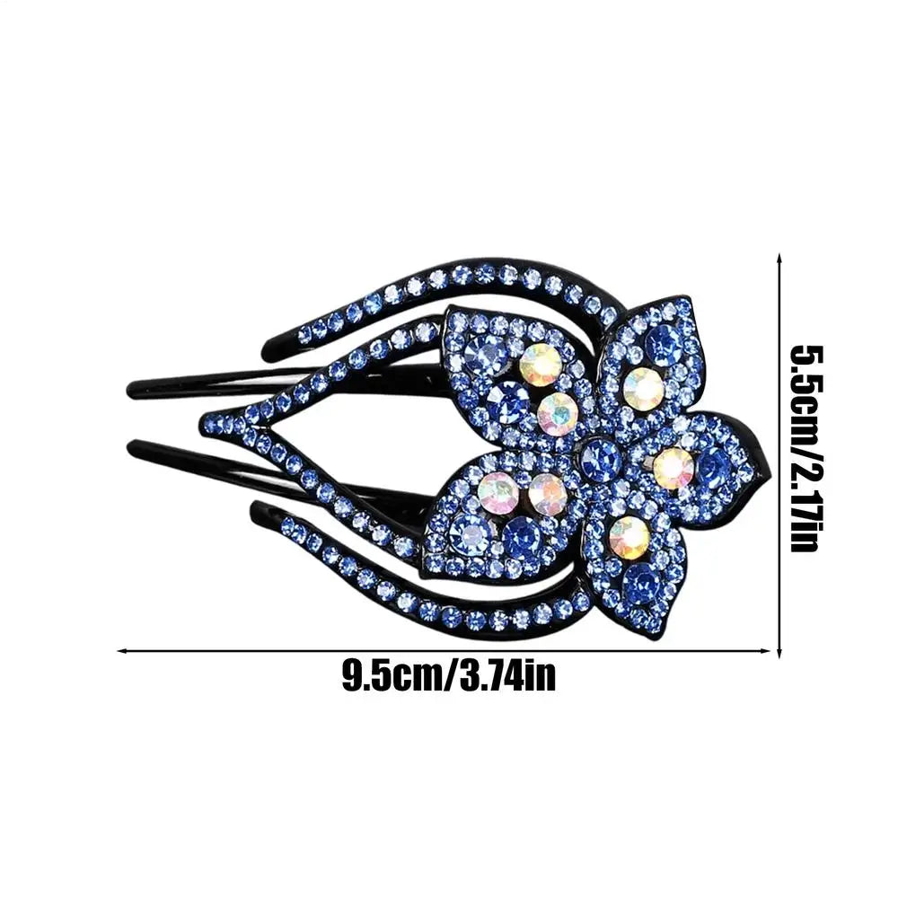 Hair Clips Crystal Hairpin Flower Duckbill Hair Claws Clip Retro Barrettes For Women Shinning Ponytail Hair Accessories Headwear Oasis Select Blue