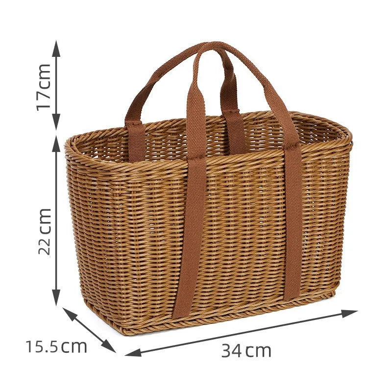 Large Handwoven Storage Basket with Lid, Foldable Woven Basket for Shopping, Picnic & Outdoor Use, Home Organization Oasis Select Chocolate