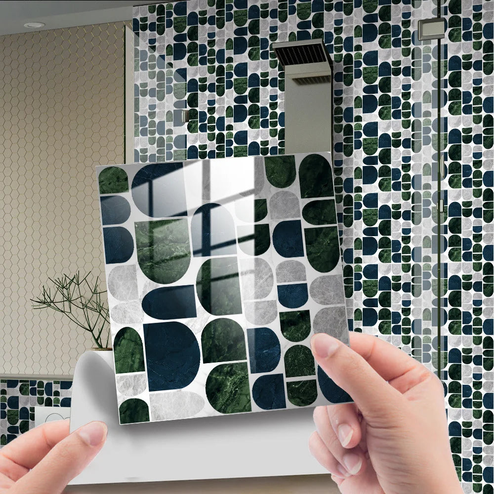 The Thickened Film-coated Crystal Texture Decorative Self-adhesive Paper Wallpaper with Marble-patterned Tiles Wall Stickers Oasis Select DLS091 30x30cm-10 pieces